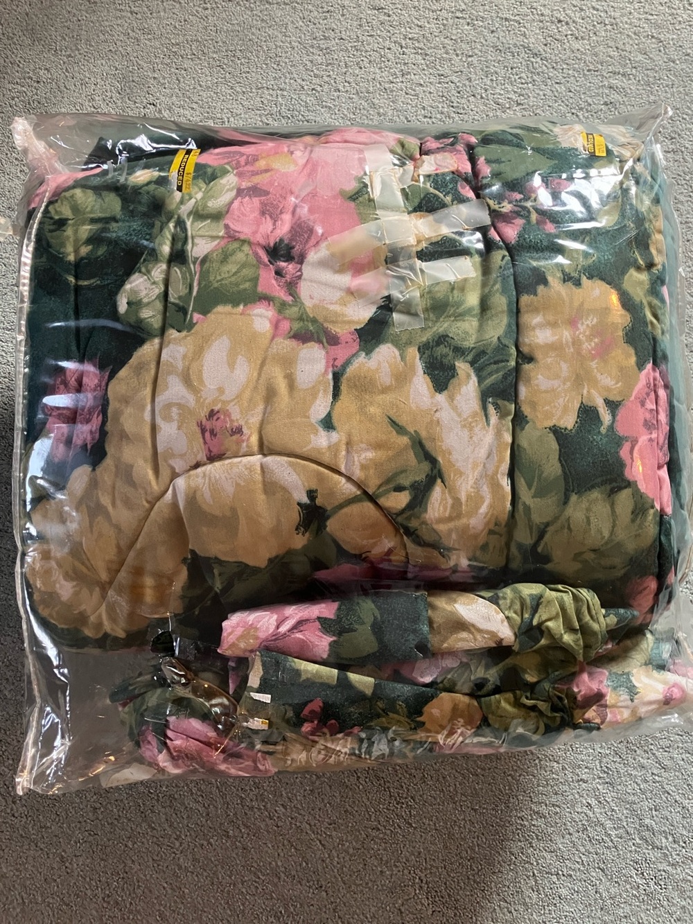 Floral Quilted Comforter - Green, Pink & Cream